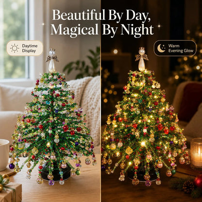 DIY Beaded Christmas Tree Kit – Sparkling Holiday Decoration with Fairy Lights