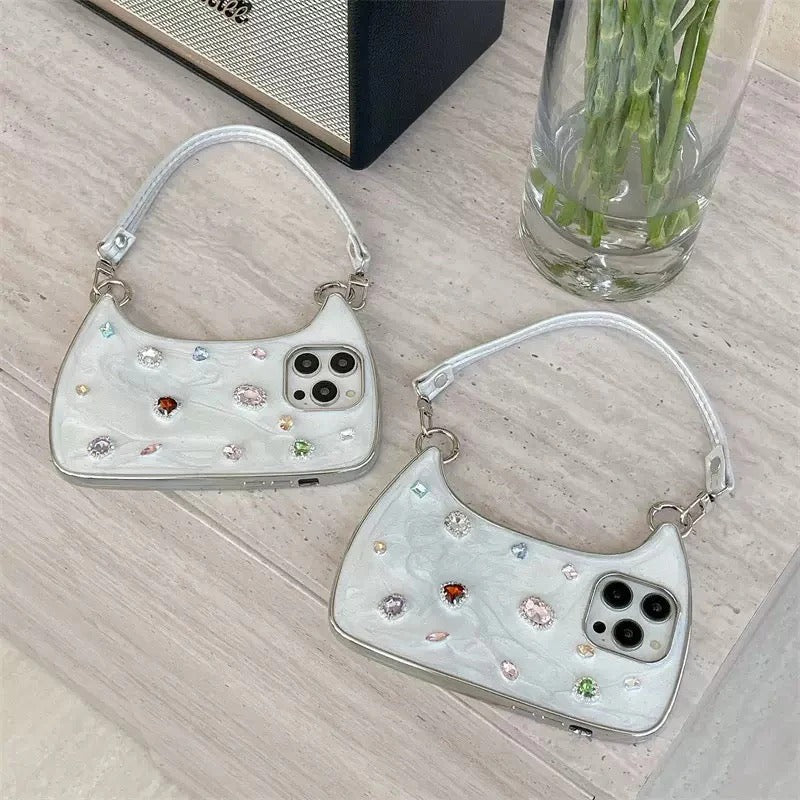 💎 Bling Diamond Gem Handbag Phone Case – Luxury Sparkle Protection for iPhone