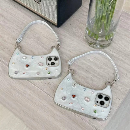 💎 Bling Diamond Gem Handbag Phone Case – Luxury Sparkle Protection for iPhone