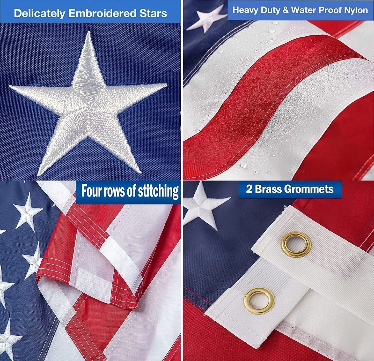 250th Anniversary USA Flag Double Sided Embroidered Nylon