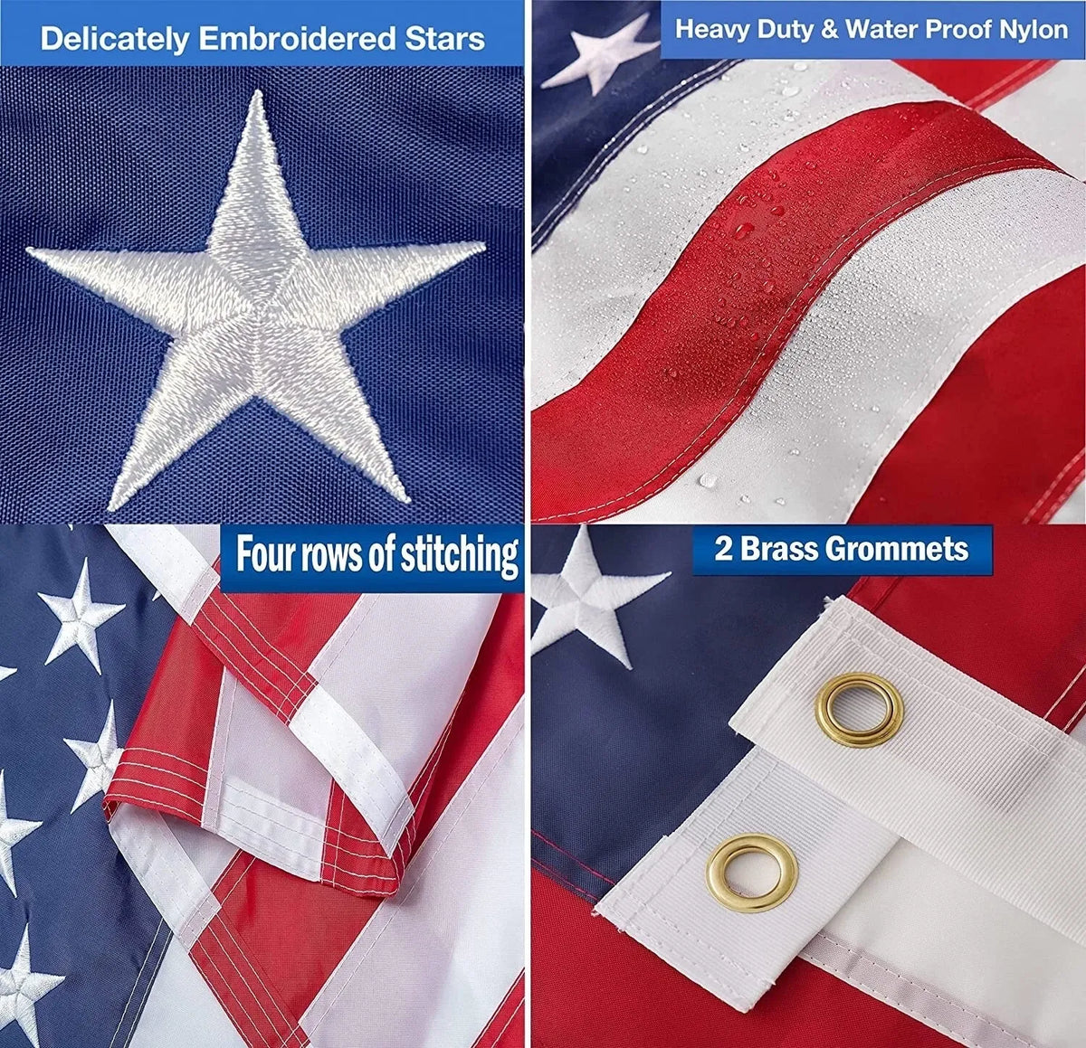 250th Anniversary USA Flag Double Sided Embroidered Nylon