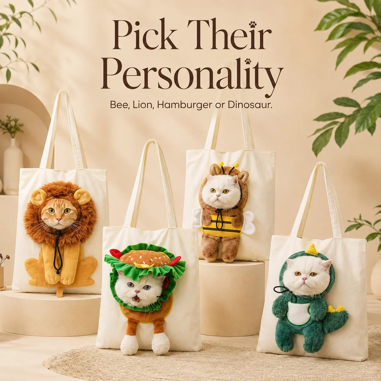 Cartoon Character Cat Carrier Tote – Face-Forward Shoulder Bag for Small Pets