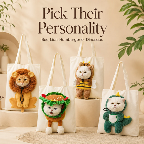 Cartoon Character Cat Carrier Tote – Face-Forward Shoulder Bag for Small Pets