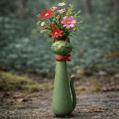 Handmade Quirky Cat Vase for Cute Home Decor