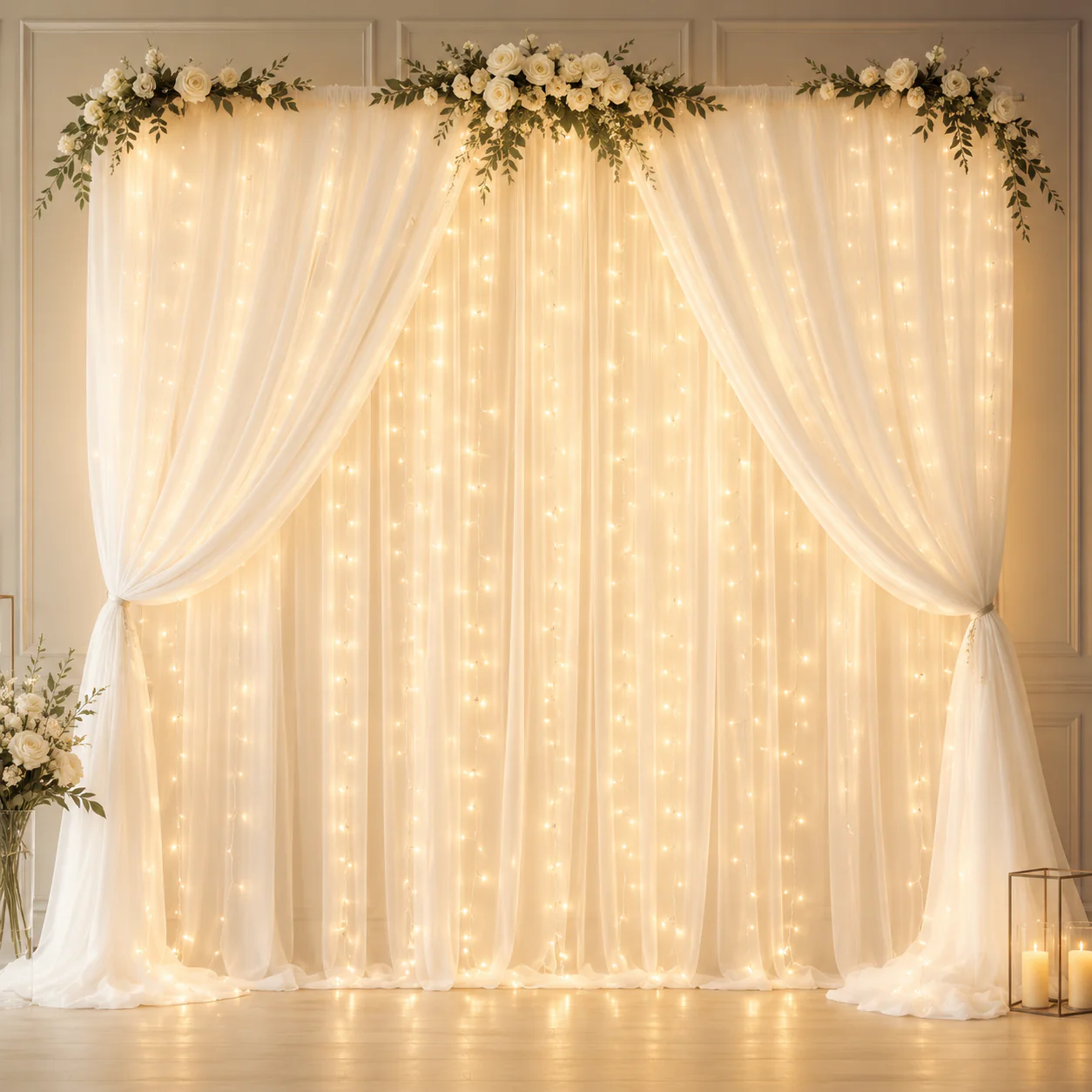 Dreamy Tulle Curtain Lights – 3m Width, Warm Glow, 3 Heights