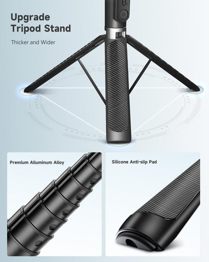 1.7M All-in-One Phone Tripod & Selfie Stick – Remote Shutter, Optional Beauty Light