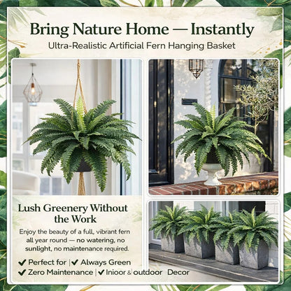 Artificial Hanging Fern Basket – Lush Home & Porch Decor