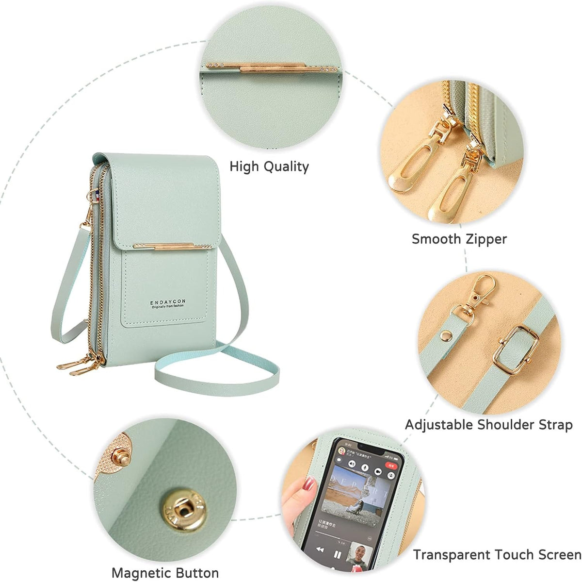 Touch Screen Crossbody Phone Bag – Women's PU Leather Shoulder Wallet & Satchel