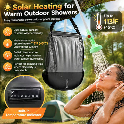 Solar Camping Shower Bag – 5 Gal/20L Portable Outdoor Shower