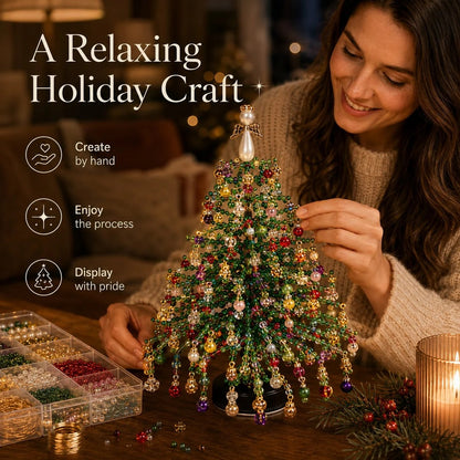 DIY Beaded Christmas Tree Kit – Sparkling Holiday Decoration with Fairy Lights