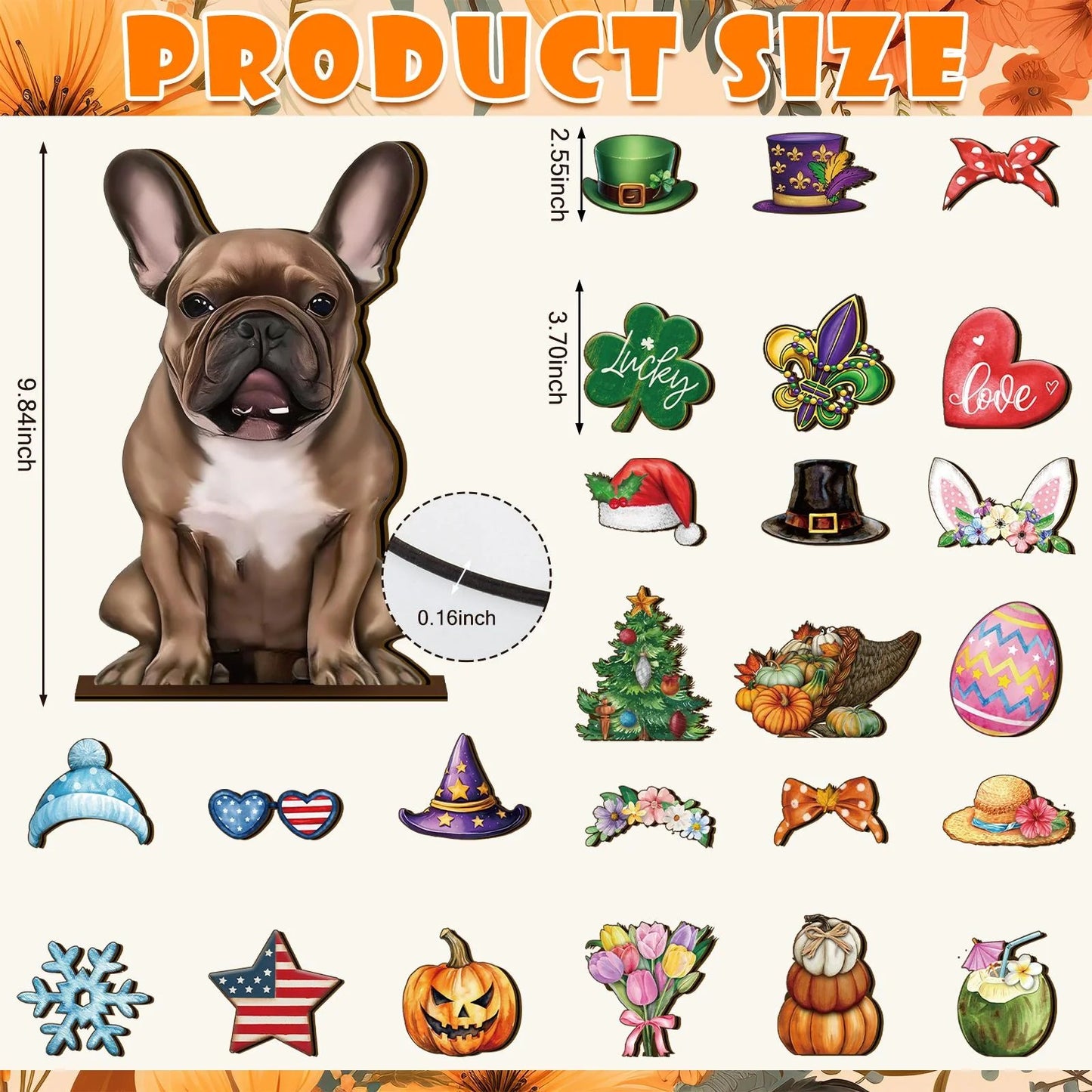 Halloween Cat Decor – Interchangeable Magnetic Wooden Sign with Detachable Hats for All Holidays