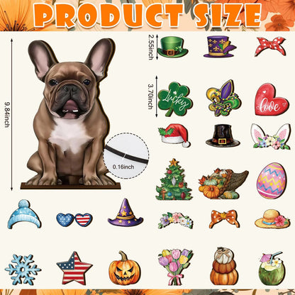 Halloween Cat Decor – Interchangeable Magnetic Wooden Sign with Detachable Hats for All Holidays