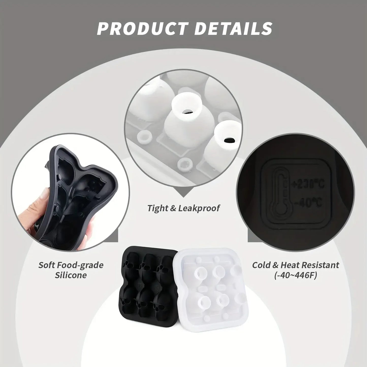 3D Skull Ice Cube Mold – Easy-Release Silicone Tray