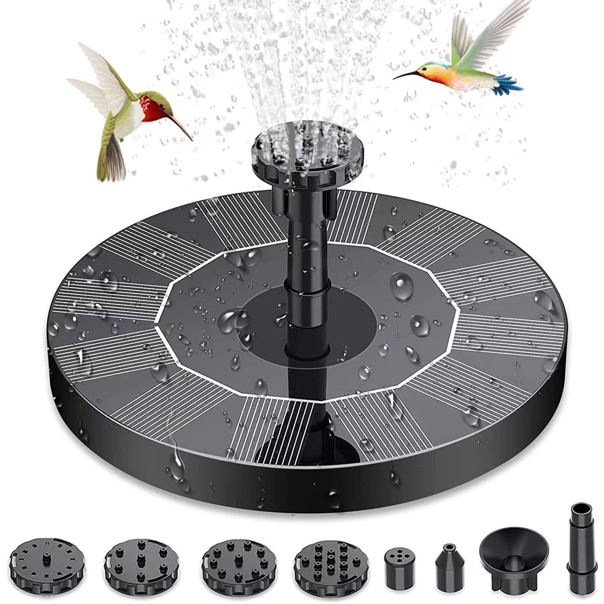 Solar Fountain Pump with 6 Nozzles – Floating Garden Water Feature