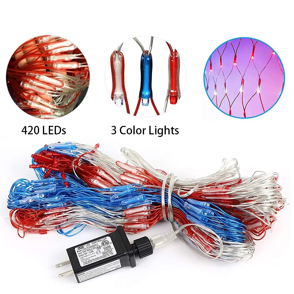 Solar American Flag Net Lights – 6.5ft Super Bright Waterproof Patriotic Decor