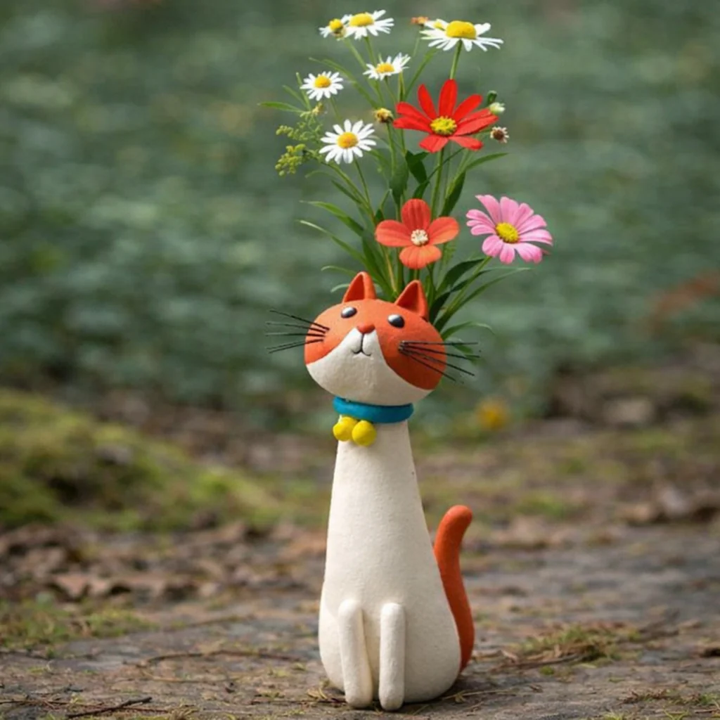 Handmade Quirky Cat Vase for Cute Home Decor