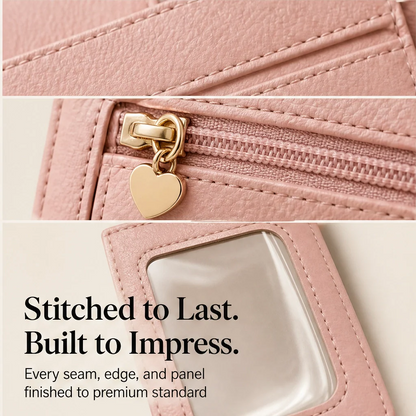 Women's Slim Tri-Fold RFID Wallet – Zip Pocket, Keychain