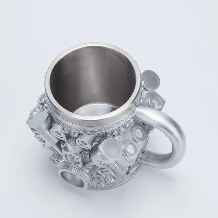 V6/V8 3D Engine Stainless Steel Mug — Rev Up Your Morning