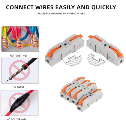 Quick-Lever Wire Connector Kit with Wire Stripper – 24-12 AWG, 50/100 Pcs