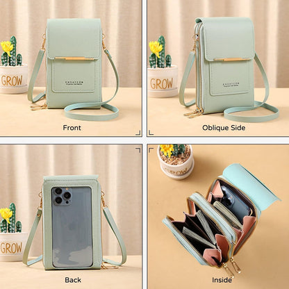 Touch Screen Crossbody Phone Bag – Women's PU Leather Shoulder Wallet & Satchel