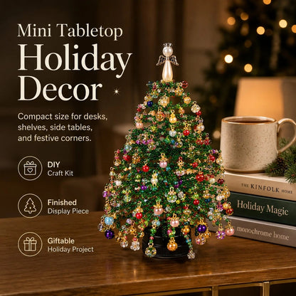 DIY Beaded Christmas Tree Kit – Sparkling Holiday Decoration with Fairy Lights