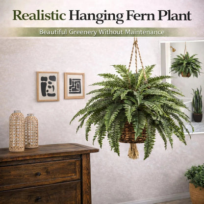 Artificial Hanging Fern Basket – Lush Home & Porch Decor