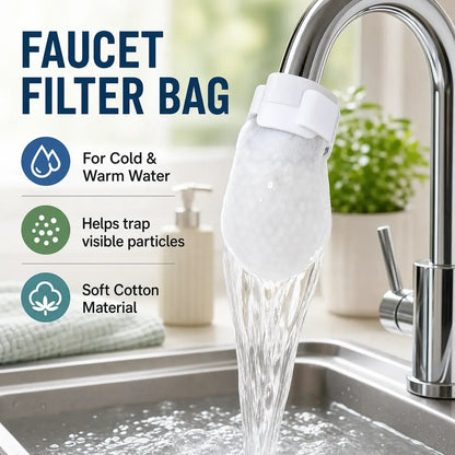 50-Pack Cotton Faucet Filter Bags – Splash-Free, Sediment-Free Water