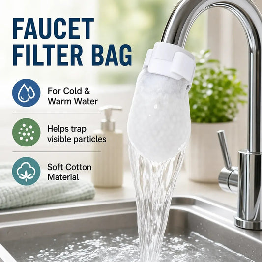 50-Pack Cotton Faucet Filter Bags – Splash-Free, Sediment-Free Water