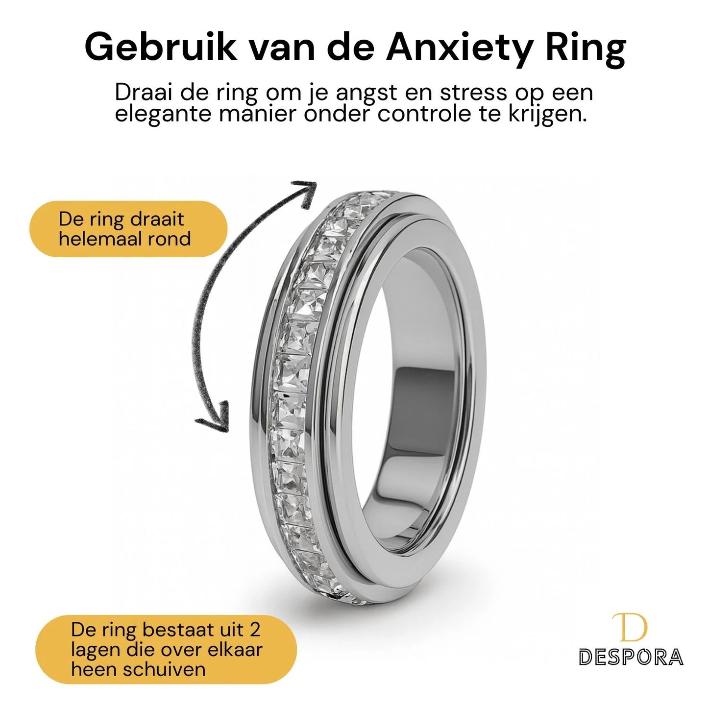 Titanium Spinner Anxiety Ring – Stress Relief Fidget Band