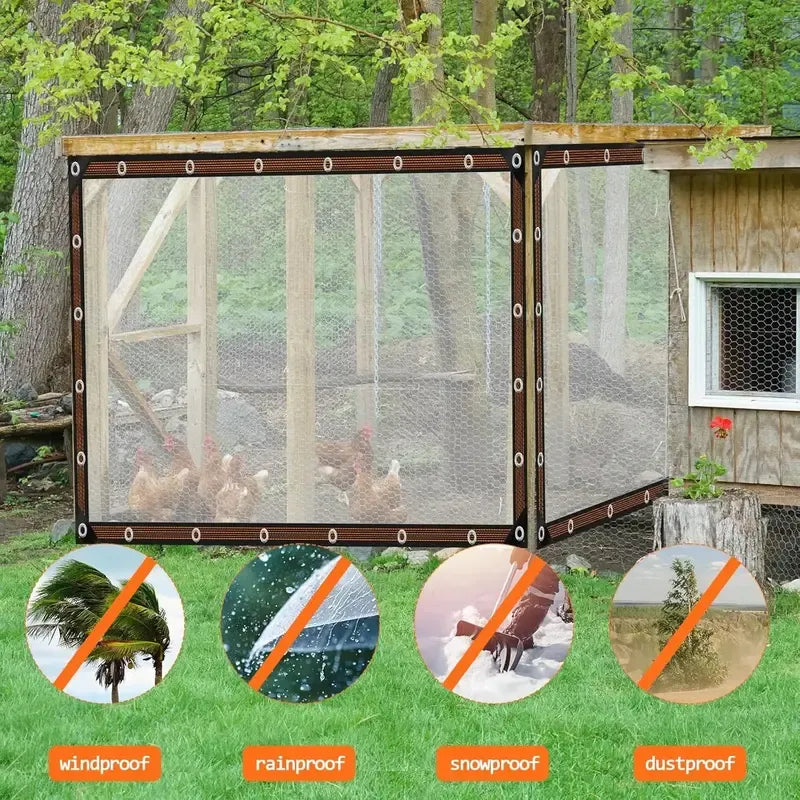 Heavy Duty Clear Waterproof PE Tarp – Transparent Outdoor Cover with Metal Grommets