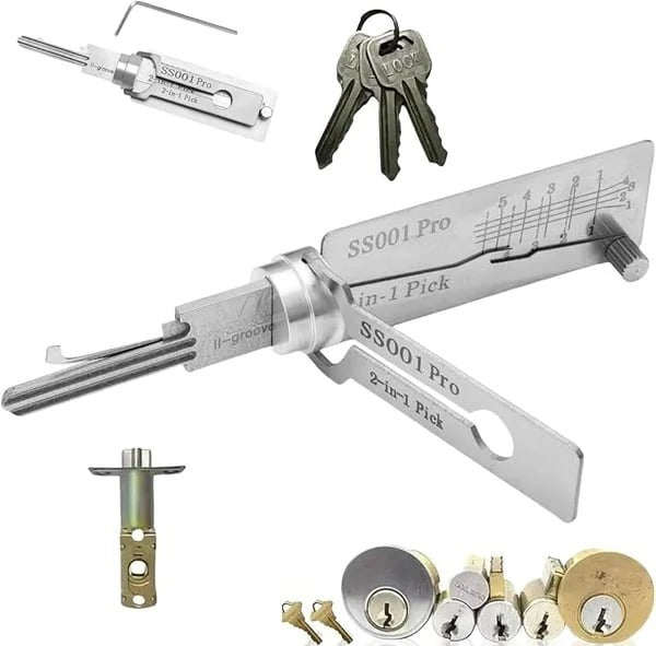 SS001 Pro Precision Locksmith Kit – Stainless Steel Decoder & Pick Set