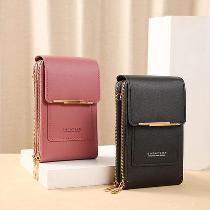 Touch Screen Crossbody Phone Bag – Women's PU Leather Shoulder Wallet & Satchel