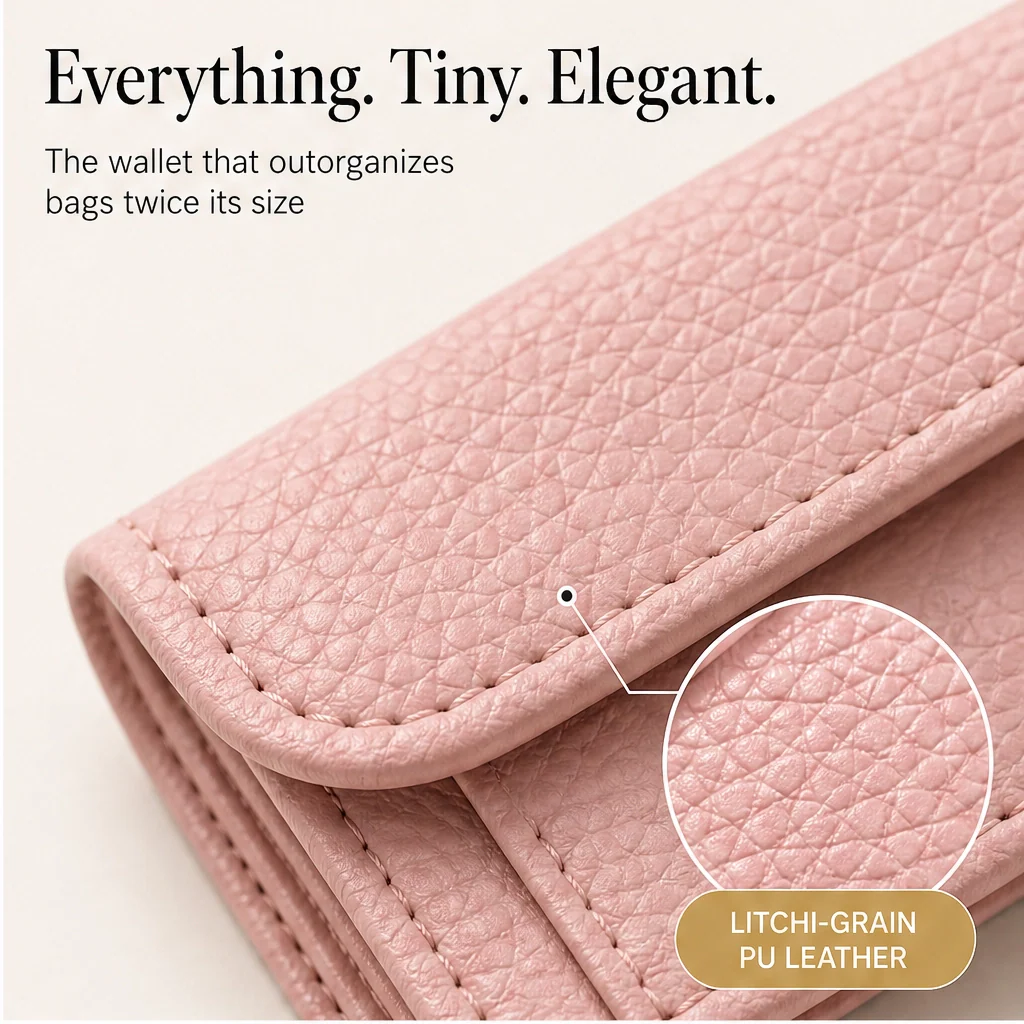 Women's Slim Tri-Fold RFID Wallet – Zip Pocket, Keychain