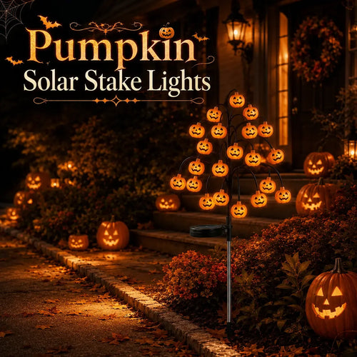 20-LED Halloween Solar Stake Lights – 4 Spooky Styles, 8 Modes, Auto On/Off