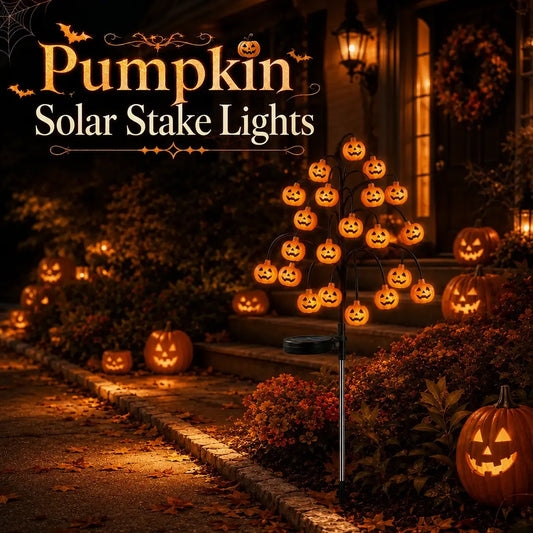20-LED Halloween Solar Stake Lights – 4 Spooky Styles, 8 Modes, Auto On/Off