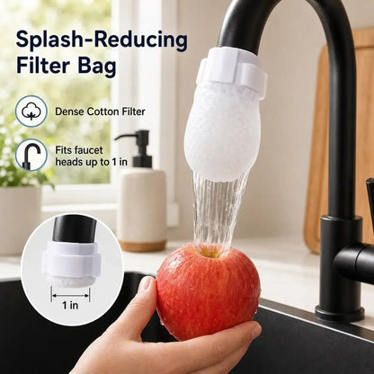 50-Pack Cotton Faucet Filter Bags – Splash-Free, Sediment-Free Water