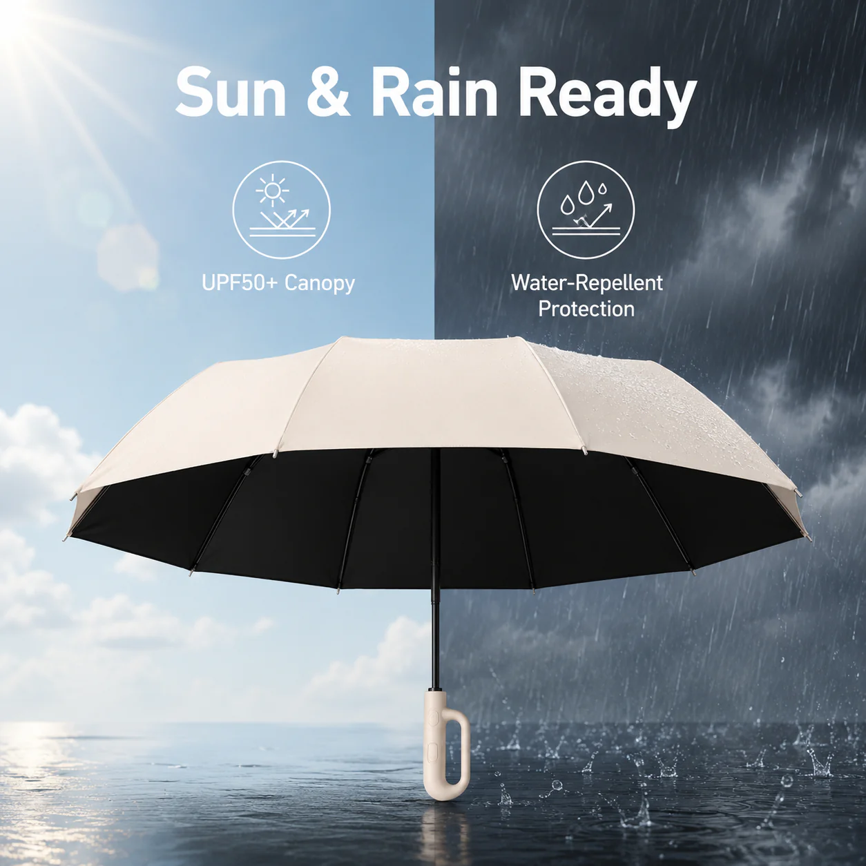 Windproof Rainproof UV Protection Umbrella with Loop Buckle