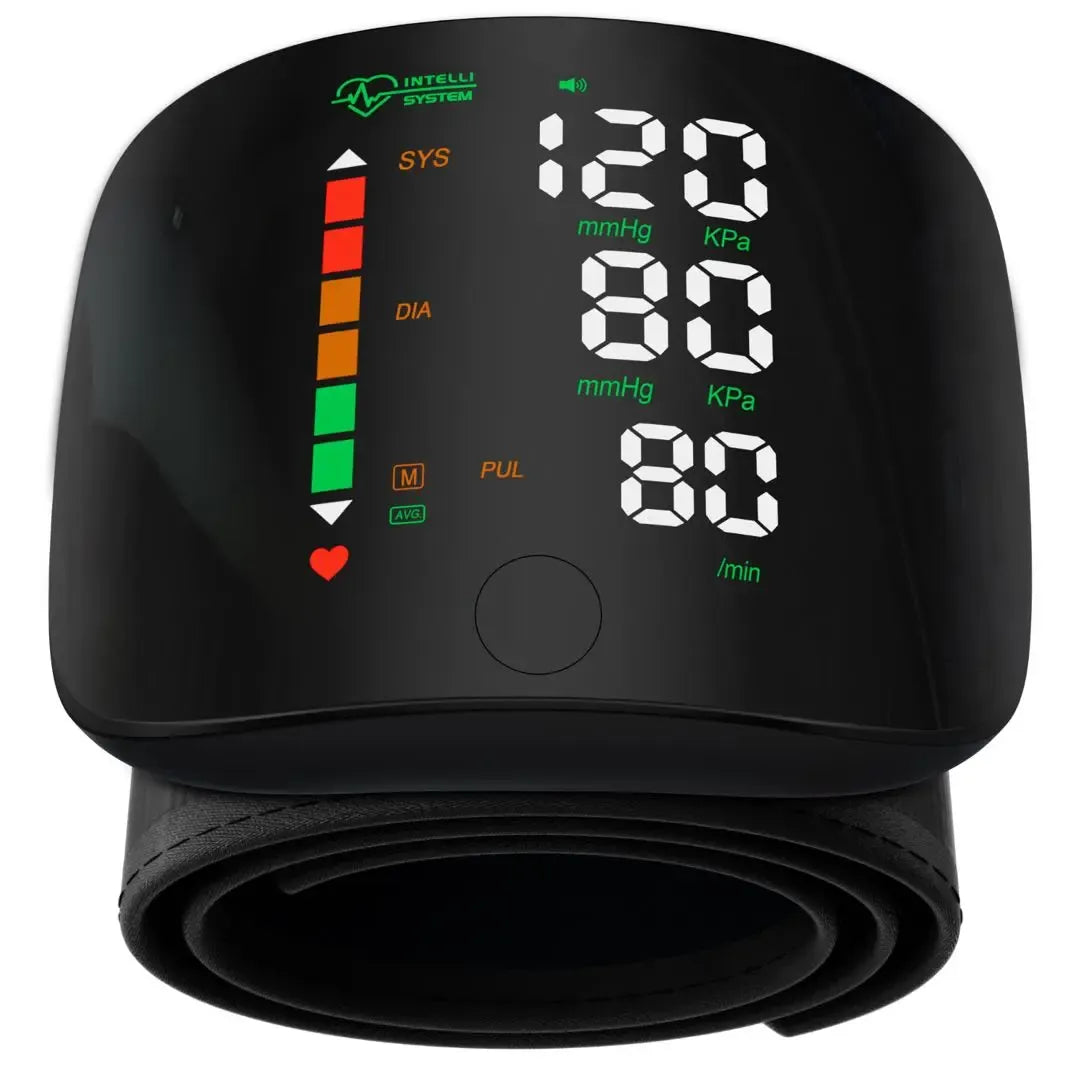 Rechargeable Wrist Blood Pressure Monitor – LED Display & Voice Broadcast