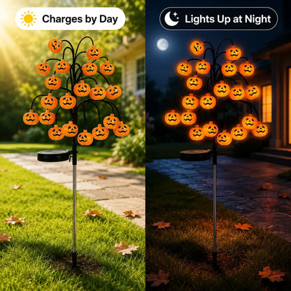 20-LED Halloween Solar Stake Lights – 4 Spooky Styles, 8 Modes, Auto On/Off