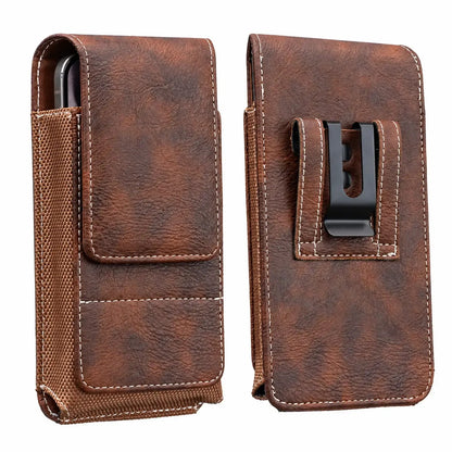 Men's Waist Phone Pouch with Card Slot & Metal Belt Clip – Large Smartphone Holster