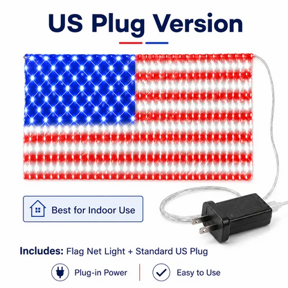 Solar American Flag Net Lights – 6.5ft Super Bright Waterproof Patriotic Decor