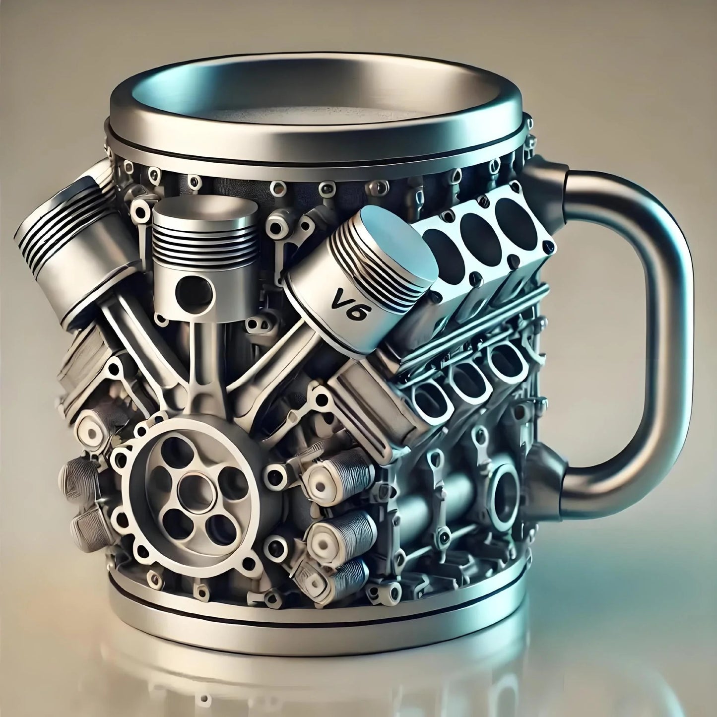 V6/V8 3D Engine Stainless Steel Mug — Rev Up Your Morning