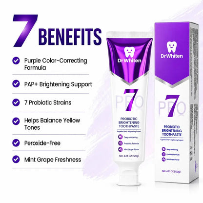 7-Pro Probiotic Purple Toothpaste for Fresh Breath & Brightening
