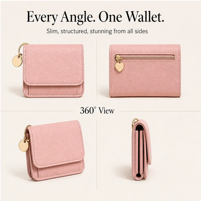 Women's Slim Tri-Fold RFID Wallet – Zip Pocket, Keychain