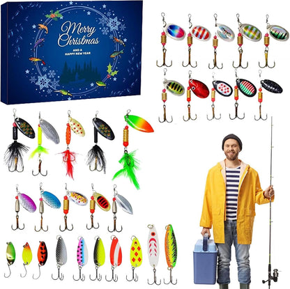 Fishing Advent Calendar 24-Day Christmas Countdown – Lure Set Gift for Anglers