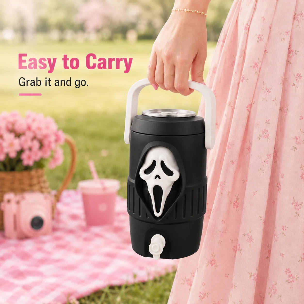 Horror 3D Printed Can Holder – 12oz with Lid, Straw Topper & Opener