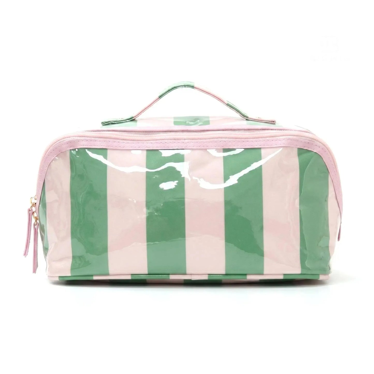 Preppy Striped PVC Travel Cosmetic Bag – Large Capacity, Waterproof Makeup Organizer