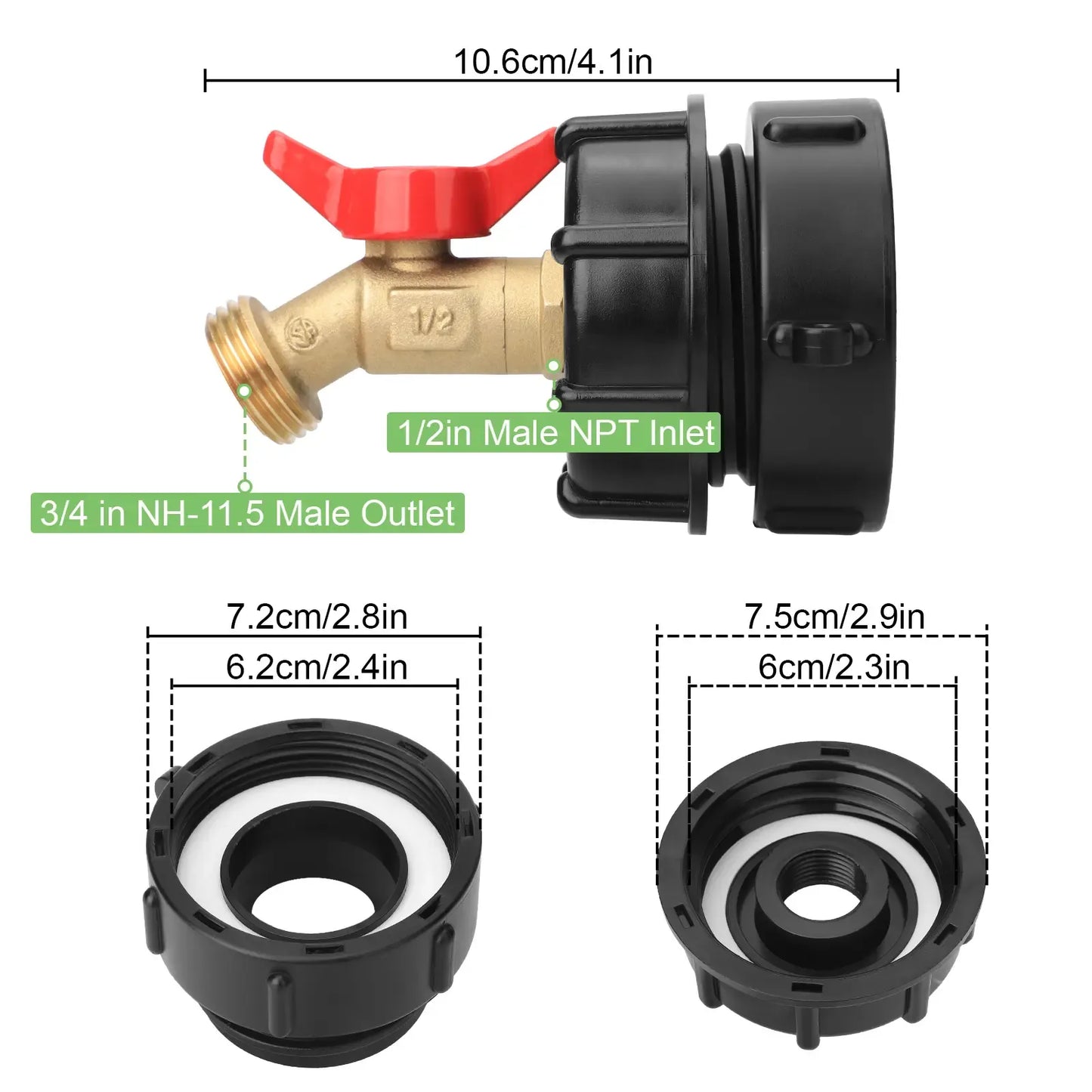 2.44" IBC Tote Tank Adapter Garden Hose Connector