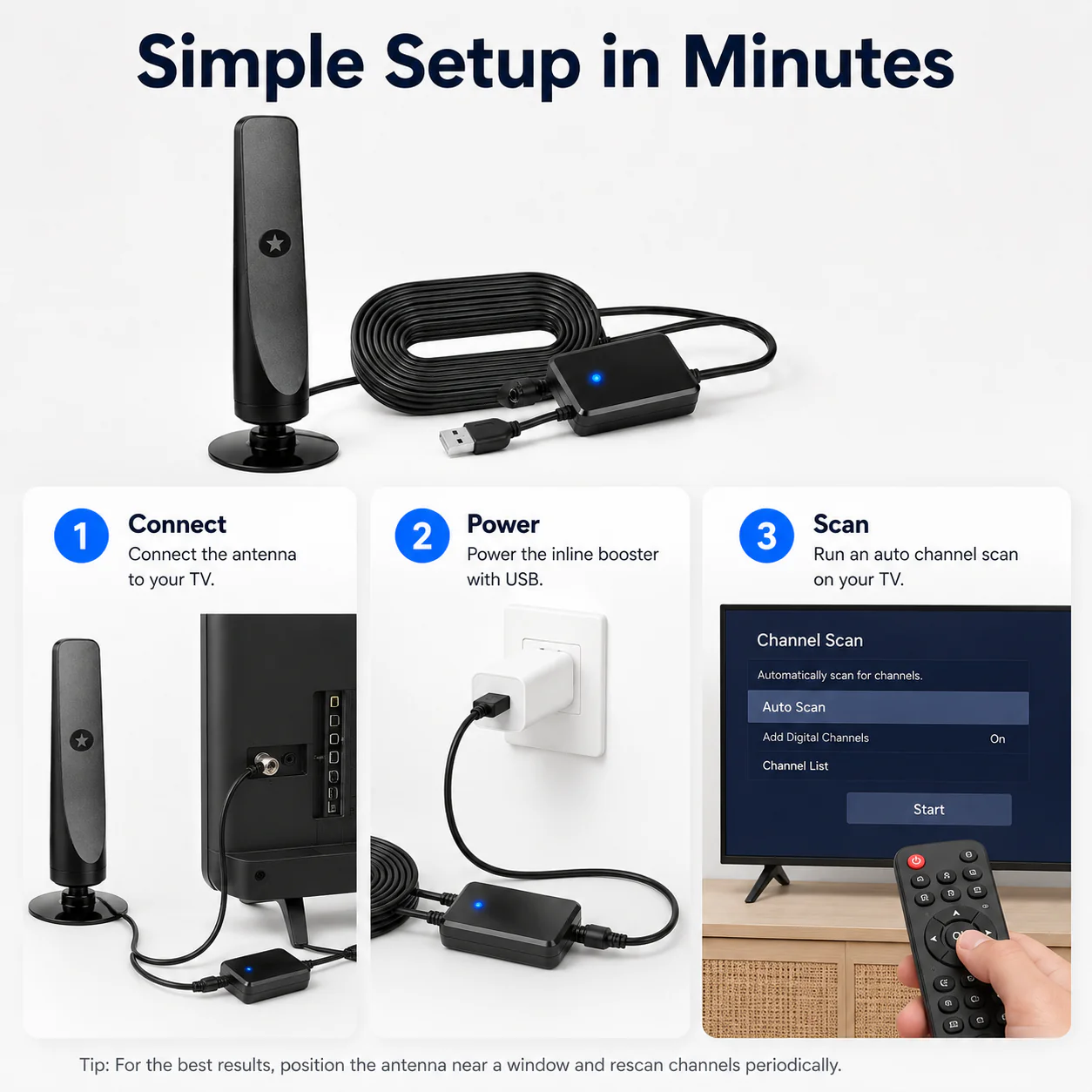 2026 Wave-Beam HD TV Antenna – Free 8K/4K Channels, No Subscription