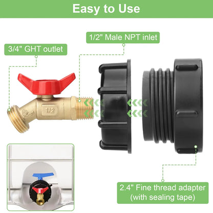 2.44" IBC Tote Tank Adapter Garden Hose Connector